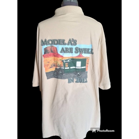 Laughlin 2012 Model A Run beige short sleeve polo shirt, 2XL - Picture 3 of 5